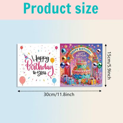 MaiYiYi 6 Pack DIY Happy Birthday Diamond Art Greeting Cards, Birthday Cake Diamond Painting Greeting Cards Kit, Balloon Diamond Art Cards with Envelopes for Family Friends Birthday