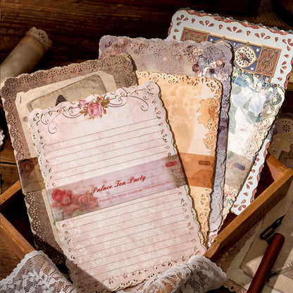60 Sheets Lace Trim Vintage Scrapbook Stationery Paper Set,for Letter Writing,Scrapbook paper, Junk Journal Supplies, Decoupage Card Making Supplies,And Mixed Media Collage Card 4.9x6.9In