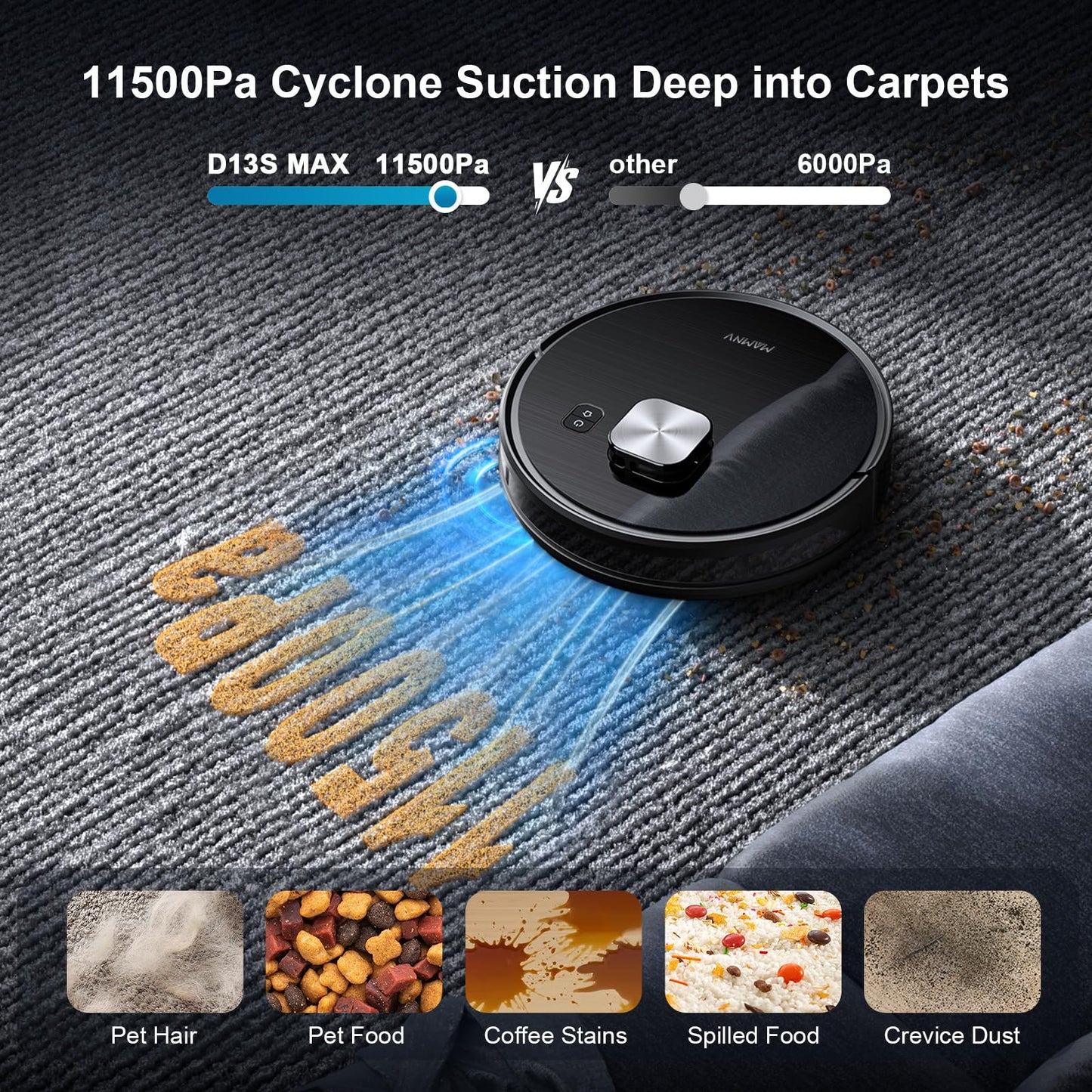 Robot Vacuum and Mop Combo, 2 in 1 Robotic Vacuum Cleaner with Schedule, App/Alexa/Voice Control, Slim 2.87", Self-Charging, 2300 Pa Suction & Long Runtime, Ideal for Hard Floor, Pet Hair, Carpet