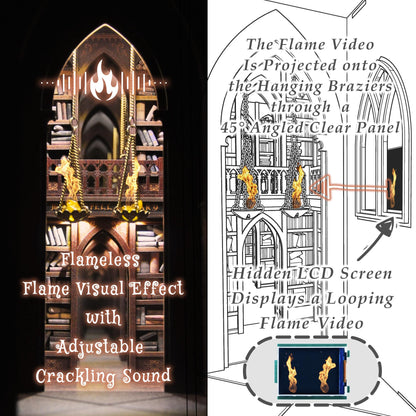 Dolphin Island DIY Book Nook Kit for Adults, Infinite Magicspell Library Booknook with Flame Illusion