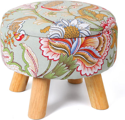 12.7 10.6 Round Storage Ottoman with Reversible Tray Lid, "W x "H Upholstered Footrest Pouf with Anti-slip