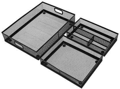 Noamus 3 Pack Office Drawer Organizer, Desk Drawer Divider Tray, Metal Mesh Desktop Basket, 6 Compartments Pen Storage Box for Makeup, Stationery, Office Supplies & Accessories, Kitchen(Black,3 Size)