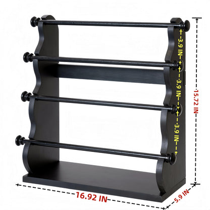 4 Tier Wooden Bracelet Holder, Bangle Watch Necklace Display Storage Antique Bracelet Display Stand Jewelry Holder Stand for Store, Showcase and Home Storage Black 4 Tier Wooden Bracelet Holder