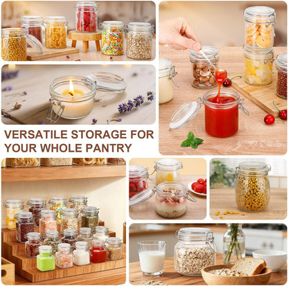 8 oz, Small Glass Jars with Lids Airtight Clamp Lid Glass Storage Jars, Thick Lead-Free Glass Containers for Pantry