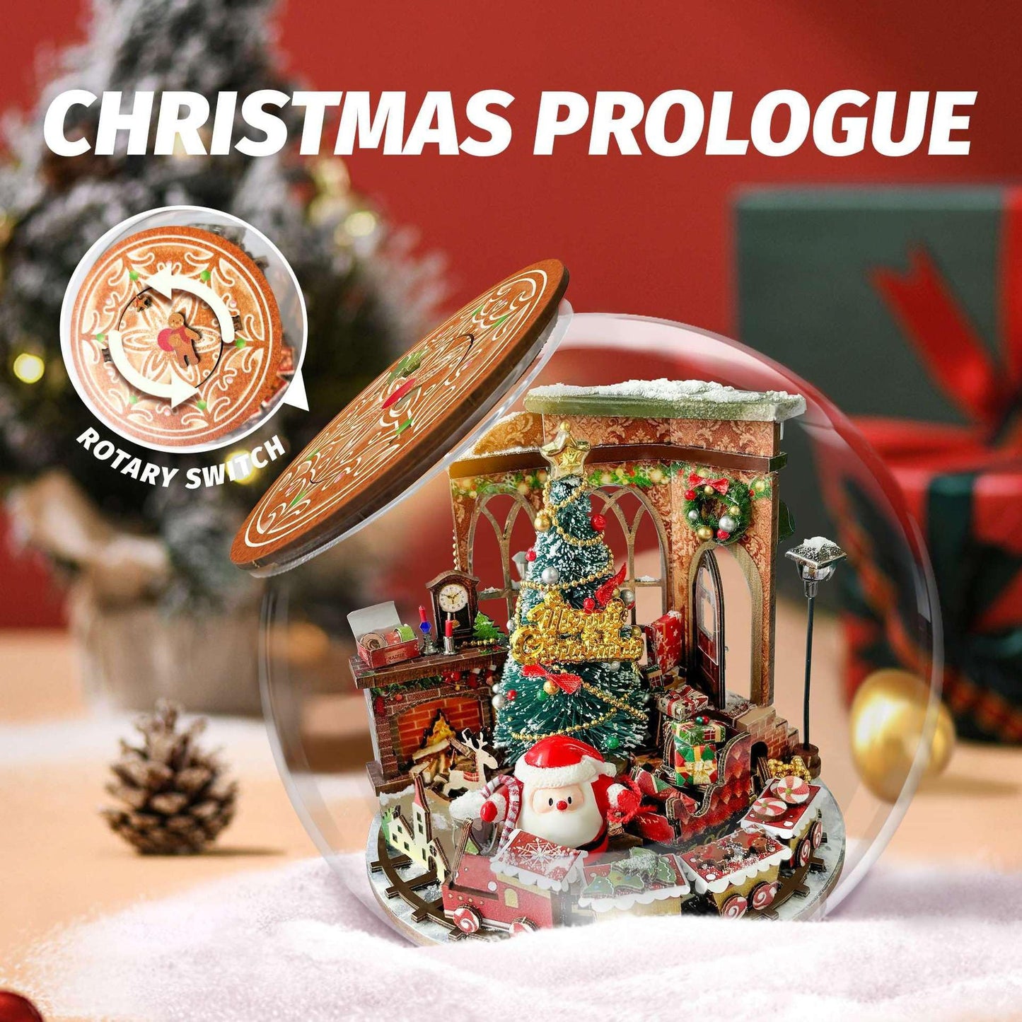 CUTEROOM DIY Miniatures Dollhouse Kit for Adults-Christmas Prologue, Doll House DIY Miniature Building Kit with LED, Birthday Valentine's and Christmas Day Gift for Adult