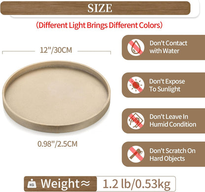12" Hanobe Decorative Coffee Table Tray: Round Gold Tray for Home Decor - Circle Ottoman Trays for Entryway Table