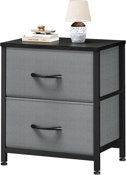2 20" Closet, Sweetcrispy Nightstand with Storage Drawers, Height End Tabl Small Bed Side Furniture, Wooden Top Fabric