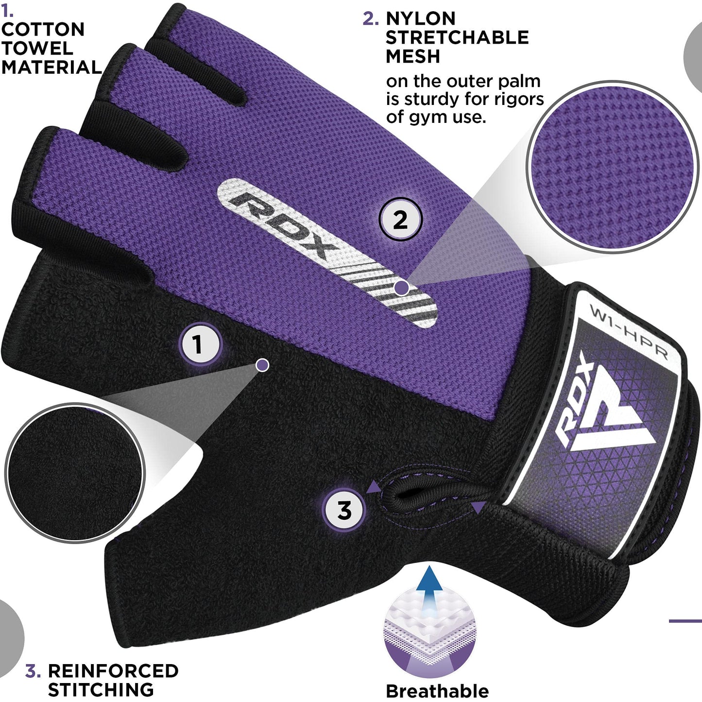 RDX Weight Lifting Gloves Gym Fitness Workout, Anti Slip Padded Full Palm Protection, Ultra Ventilated, Bodybuilding Strength Training HIIT WOD Exercise, Half Finger Men Women Cycling Rowing Climbing