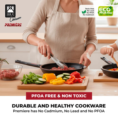 BRA COOKWARE Premiere Dual Skillet | 8 inches Double Frying Pan for Frittatas & Spanish Omelets | PFOA Free Triple Nonstick Coating | Full Induction Reversible Pan | Cast Aluminum Flip Skillet