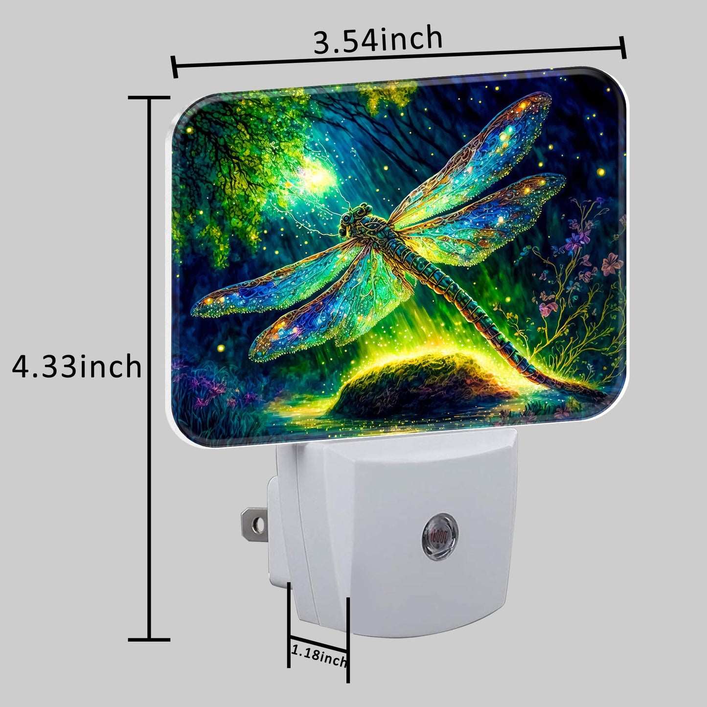 Uiaoiais Glowing Dragonfly Plug in Night Lights, Fantastic Enchanted Forest Nightlight Plug Into Wall Dusk to Dawn Sensor for Kid Girls Boys Women Men Bedroom,Hallway,Kitchen,Bathroom,Stairs Decor