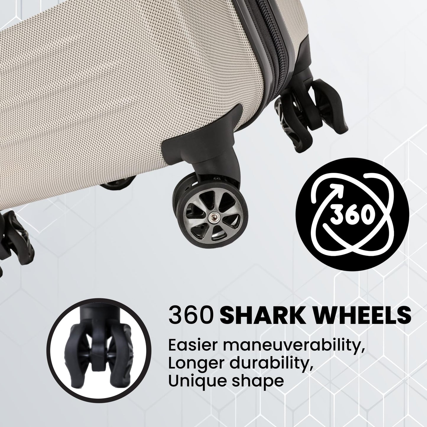 Spyder Rails Expandable Hardside Upright Suitcase with 360 Spinner Wheels, TSA Approved Lock, Oatmeal, 3-Piece Set