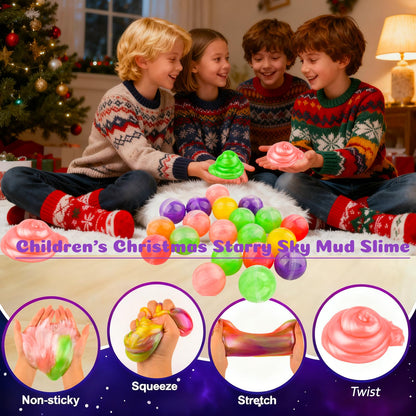 24 Pack Christmas Slime Party Favors Kit, Mini Galaxy Bulk Slime Stretchy Stress Relief for Kids, Soft Putty DIY Toy, Girls and Boys Classroom Supplies, Birthday, Goodie Bag Stuffers Advent Calendar