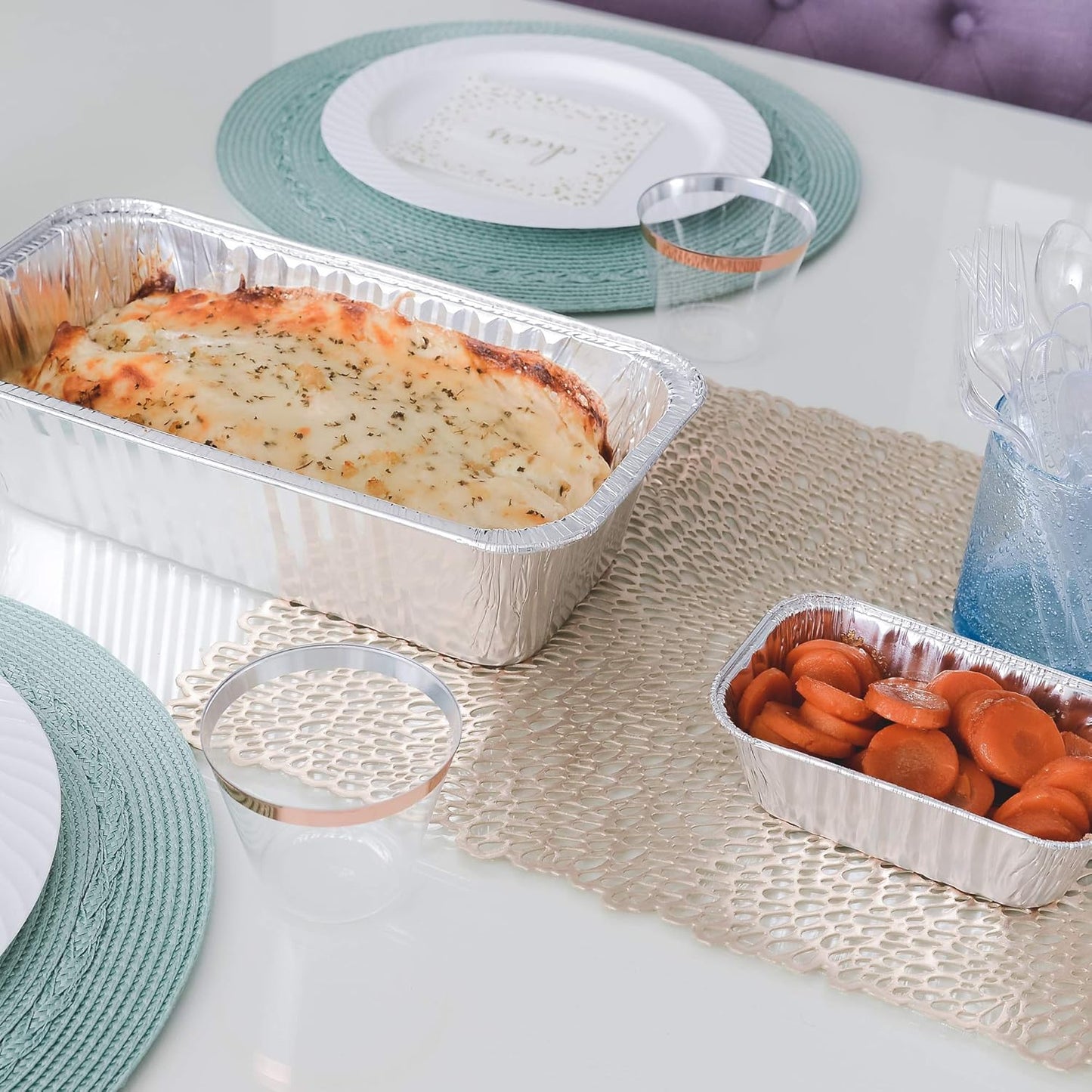 PLASTICPRO 1 Lb 100 Pack Disposable Loaf Pans, Aluminum Tin Foil Meal Prep Bakeware for Baking Cakes and Bread