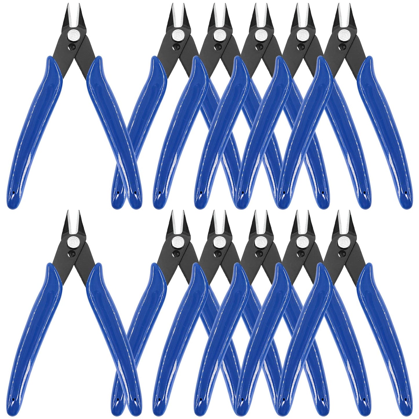 Keadic 12Pcs 5" Wire Cutters with Internal Spring and Soft Rubber Handle, Mini Flush Cutters, Micro Cutting Pliers Wire Nippers, Small Side Cutters for Hobby Modeling Jewelry Electronic Crafts (Blue)