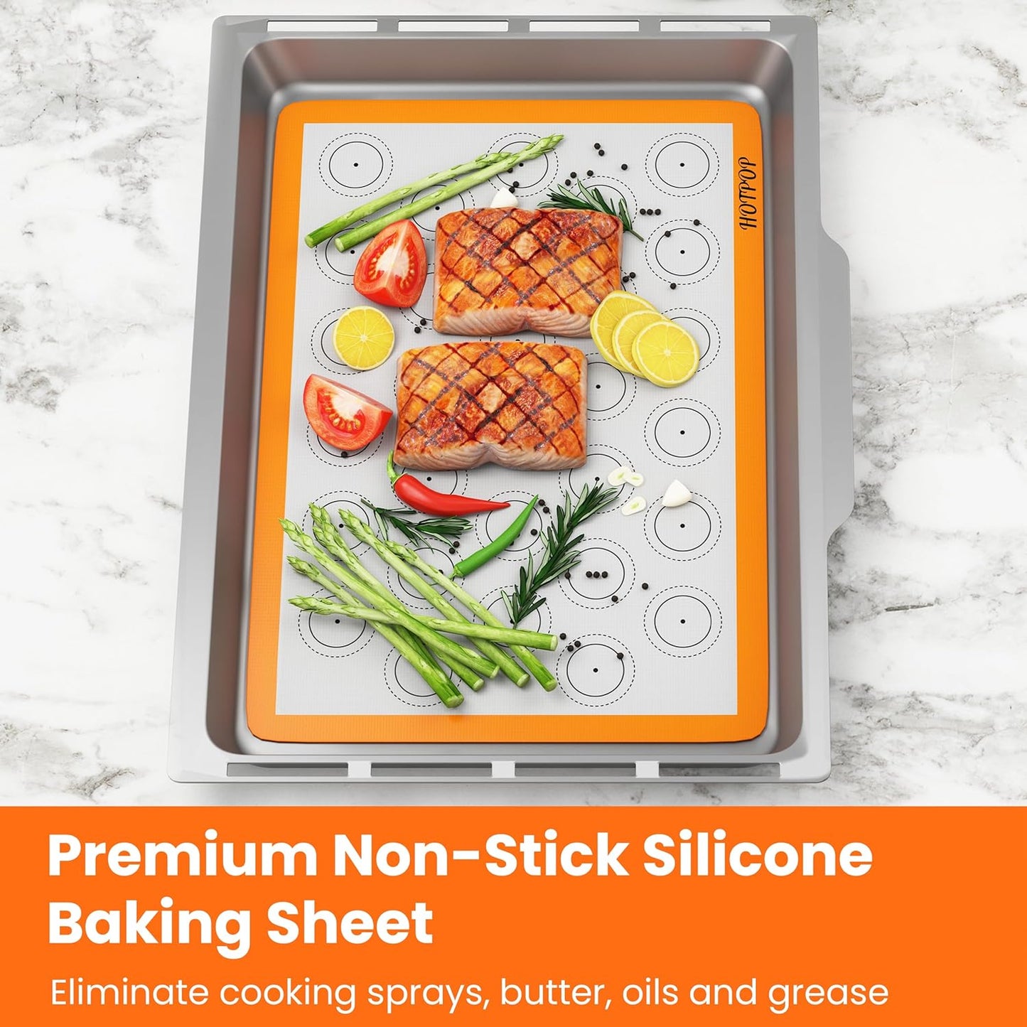 HOTPOP Reusable Macaron Cookie Sheet, Non-Stick Baking Mats, Set of 4 (2 Half Sheets, 2 Quarter Sheets)