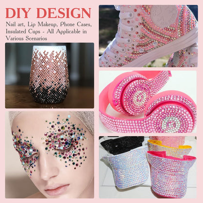 80000Pcs Bedazzling Kit with 3mm Rhinestones, 42 Colors Resin Flatback Nail Rhinestones, Bedazzler Kit with 3 B7000 Glue, Tweezers & Pen, Gems for Crafts, Clothes, Tumblers, Nail Art