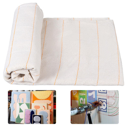 80" x 40" Overlocking Monks Cloth for Punch Needle Rug Tufting Fabric with Marked Lines, Punch Needle Fabric for Gun Rug Tufting and Embroidery,White Punch Needle & Tufting Cloth