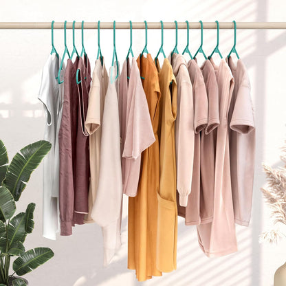 Plastic Hangers 20 Pack Aqua - Space-Saving Clothes Hangers for Closet Organization | Perfect for Coats