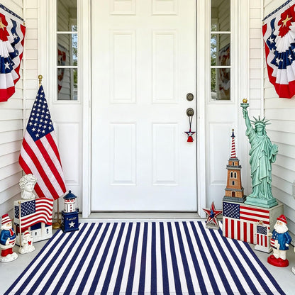 4th 27.5"x43" Summer 27.5"x43") CAINANEL Blue and White Striped Rug of July Door Mat Front Porch Rug Independence Day