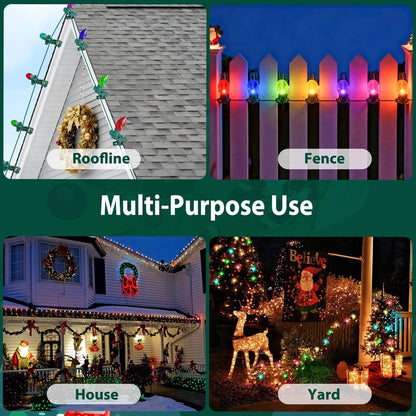 C7 C9 christmas light spring clips, 100Pcs Self-lock heavy duty quick Christmas Light Clips, Fit E12/E17 Base, Mini Lights Holiday Rope Lights, Perfect for gutter Shingle Metal Roof Fence Railing