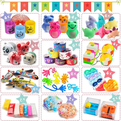 Totbit 56 Pcs Party Favors - Fun Treasure Chest Box Toys for Kids | Perfect for Birthdays & Carnivals