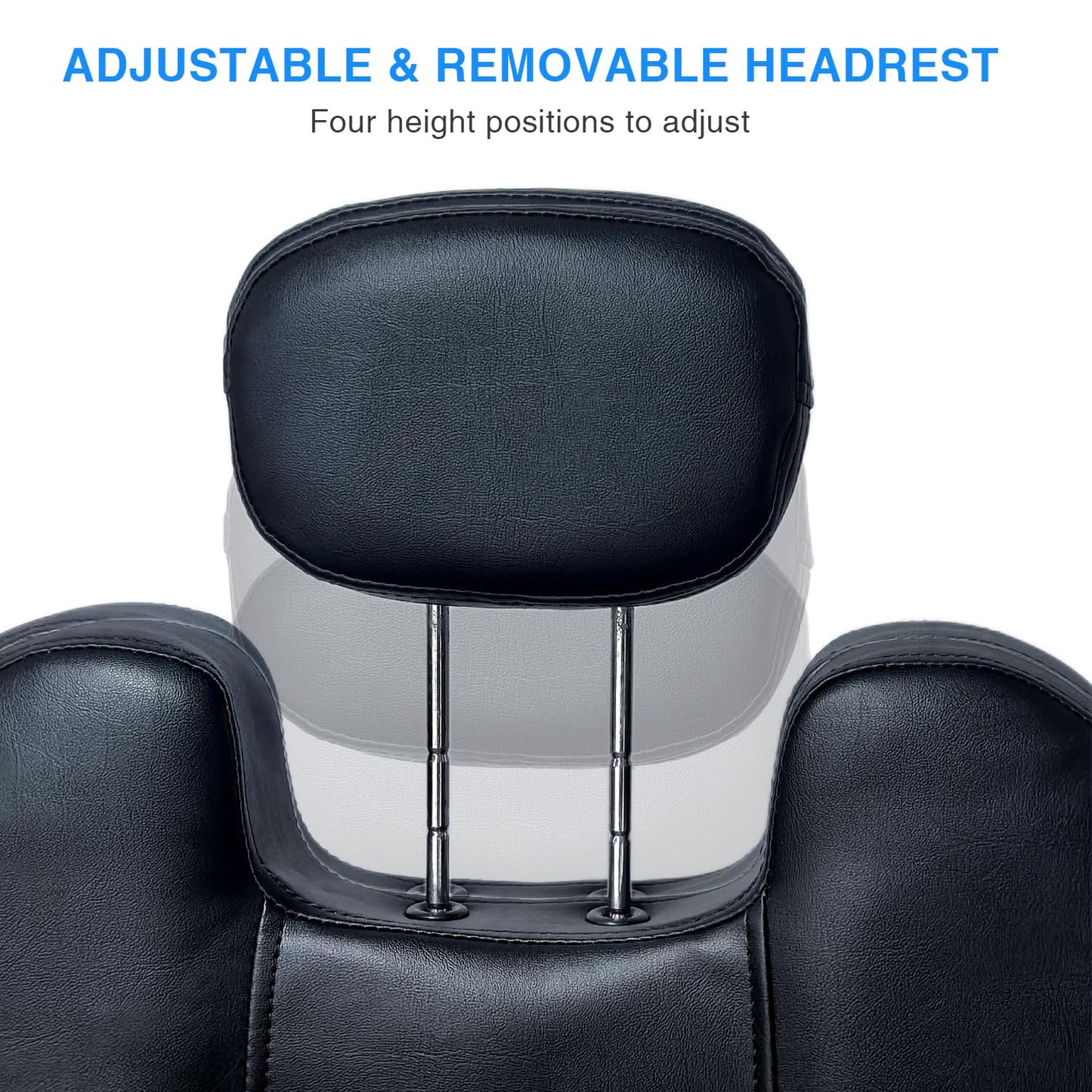 VLNOTY Barber Chair for Hair Stylist with Heavy Duty Hydraulic Pump, Adjustable Height, 135° Reclining Backrest, 360° Swivel, Chrome Base, Black Leather