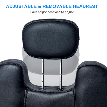 VLNOTY Barber Chair for Hair Stylist with Heavy Duty Hydraulic Pump, Adjustable Height, 135° Reclining Backrest, 360° Swivel, Chrome Base, Black Leather