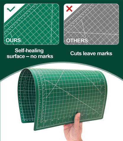 Self Healing Cutting Mat 3 Packs, 12×18 Inch Fabric Cutting Mats for Crafts, Double Sided Sewing Boards for Quilting Hobby Scrapbooking 5 Layers