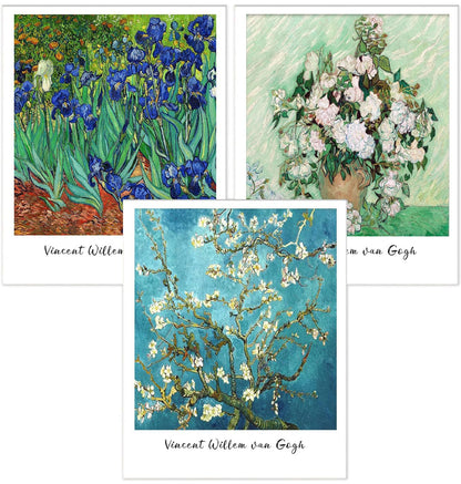 KICHANG 3 Pack Flowers Diamond Art Kits for Adults Beginners,Full Round Drill DIY Van Gogh Diamond Painting Kits,Paint by Diamonds Dot Gem Art Crystal Easy, Home Wall Decor Funny&Gift-12x16in