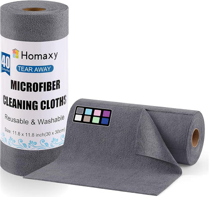 40 Sheets-11.8" 11.8", Homaxy Tear Away Dish Cloths Rolls, X Reusable Washable Dish Towels for Kitchen, Ultra Absorbent