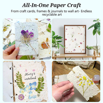 Aboofx Paper Making Kit, A4 A5 A6 A7 Size Paper Making Screen Frame Kit, Wooden Mold and Deckle with Mesh, Absorbent Papers, Sponge and Confetti,DIY Handmade Papermaking Supplies Gift for Craft Lover