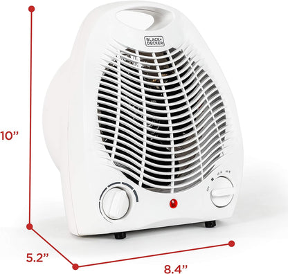 BLACK+DECKER Space Heater - Personal Heater for Office Desk, 3 Settings, Adjustable Thermostat, Black & White