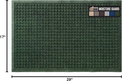 GORILLA GRIP® Ultra Absorbent Front Door Mat - Traps Dirt & Moisture, 29x17 Green, Stain & Fade Resistant