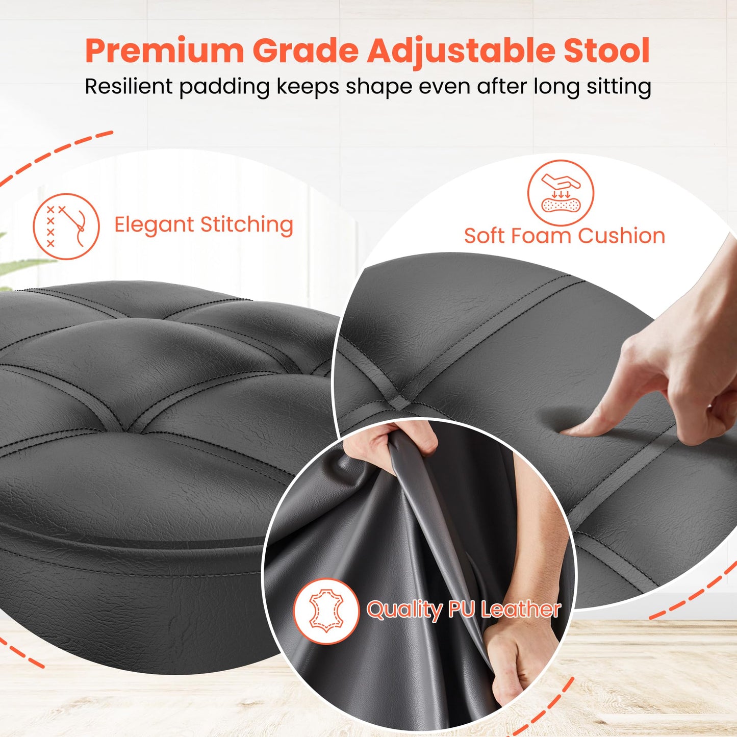 TASALON Cross Legged Office Chair, Criss Cross Chair with Wheels, 360° Swivel Adjustable Height ADHD Chair with Back Support, Ergonomic Kneeling Chair for Meditation, Yoga & Home Office Use, Black