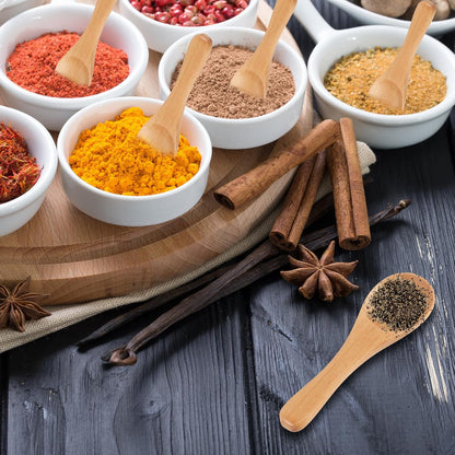 6 Pcs Small Wooden Spoons, 3.7 Inch Tiny Spoons for Spices, Mini Wooden Condiment Spoons for Sauces, Salt, Sugar