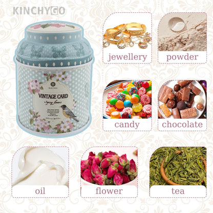 KINCHYGO, 6 Pack Mini Tin Box Floral Tinplate Empty Tins Canister Containers for Jewelry Storage Case