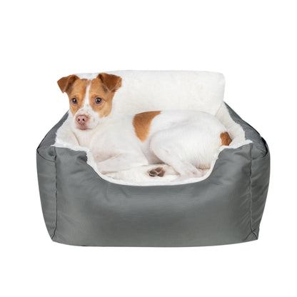 Best Pet Supplies Dog Pet Booster Seat, Dog Car Seats for Small Dogs & Medium Dogs, Soft Plush Cushion with Comfortable Bedding, Secure Straps, and Tall Pillow, Gray