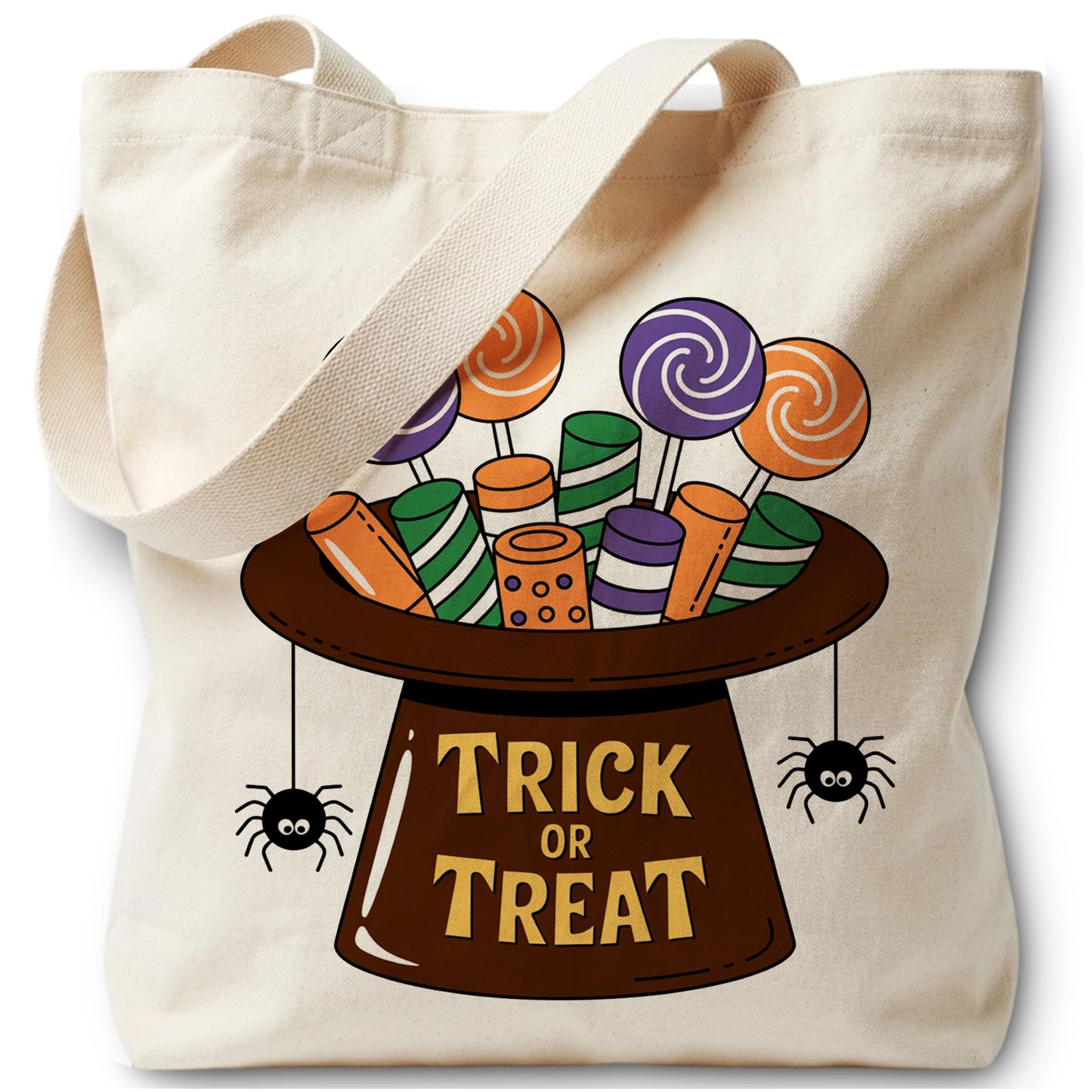 LRYBUD Halloween Tote Bag Hat Trick or Treat for Women Canvas Womens Work Tote Bag Gifts