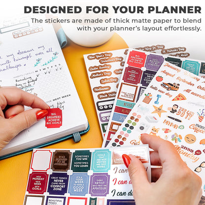 Clever Fox Planner Stickers – 1360+ Aesthetic Monthly, Weekly, Daily, Seasonal, Holiday & Journal Stickers – Journaling & Calendar Accessories for Women, Adults & School, 14 Sheets (Value Pack)