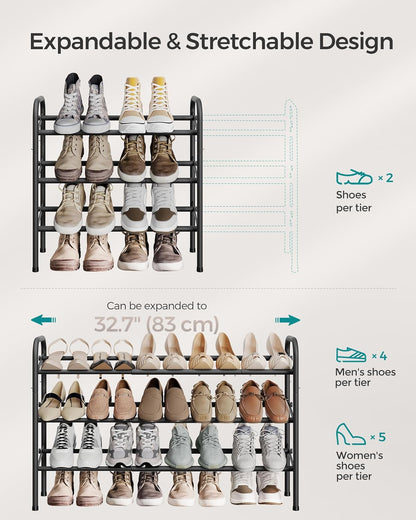 3 20 Closet, SONGMICS Expandable Shoe Rack, Tier Shoe Rack Shelf, Adjustable Shoe Organizer Storage for Pairs of Shoes