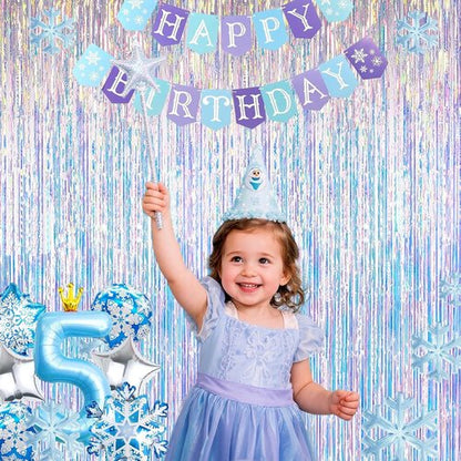Iridescent Party Decorations - Holographic Foil Fringe Backdrop Tinsel Curtains | 3.28x6.56ft, 2 Packs