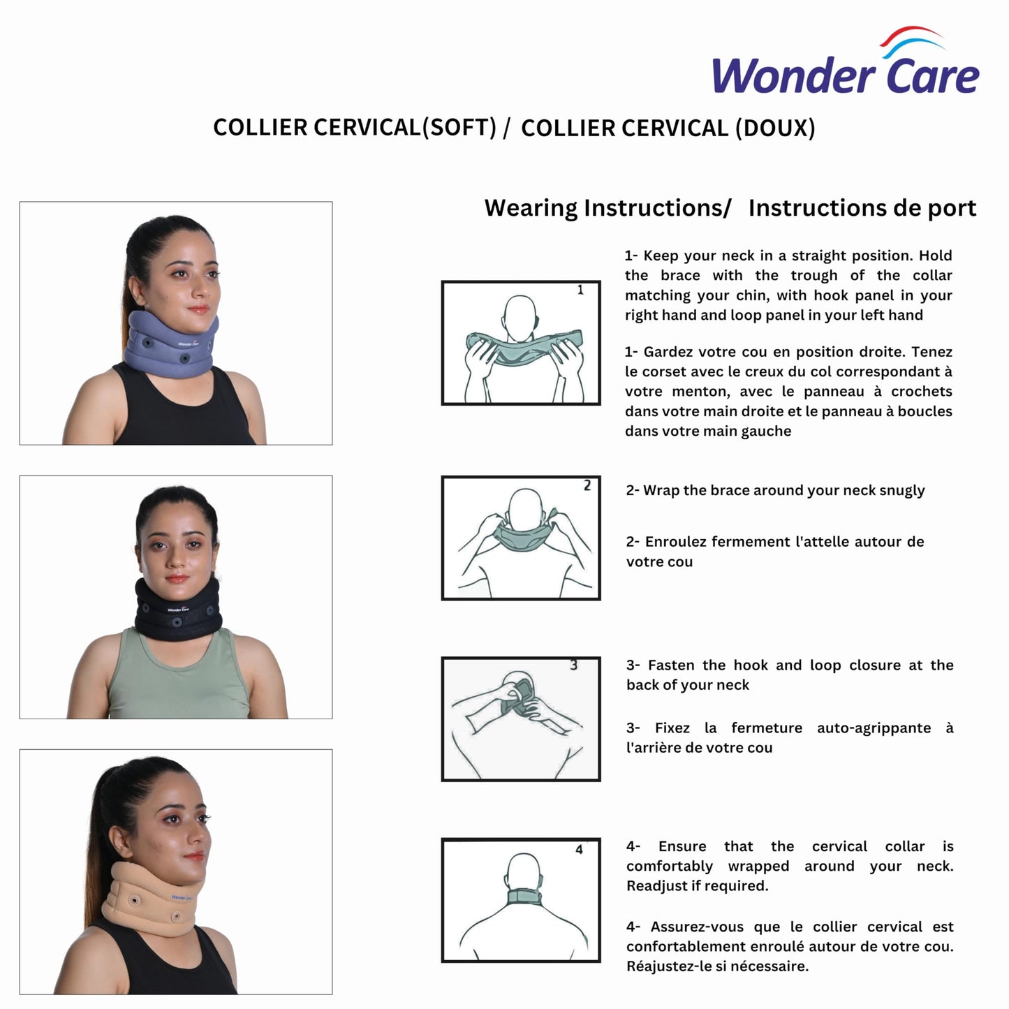 Wonder Care Neck Brace for Sleeping - Cervical Collar Relief Neck Pain and Neck Support Soft Foam, Relief of Cervical Spine Pressure for Women & Men (Black, X-Large, 3.7" Depth)