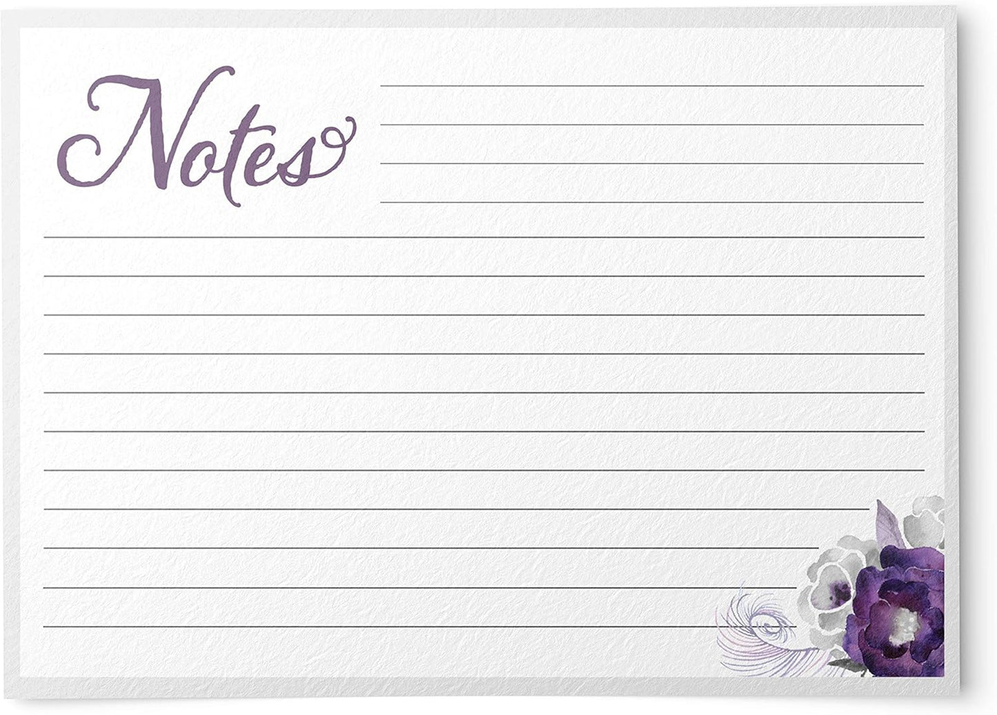Floral Recipe Cards from Dashleigh, 48 Double-Sided Water-Resistant Cards, 4x6 inches (Violet Purple)