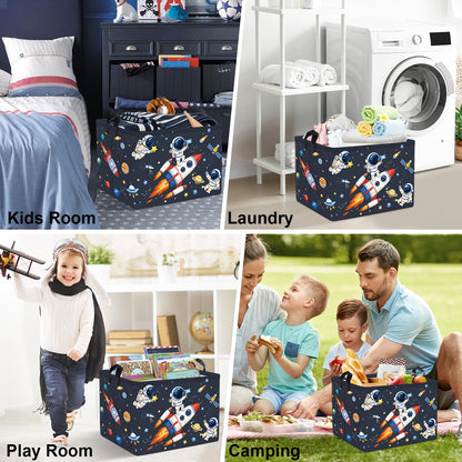 Clastyle Cosmic Space Planet Laundry Basket Star Kids Clothes Book Storage Basket Gift Toy Box for Bedroom Decor,Astronaut,40x30x30 cm