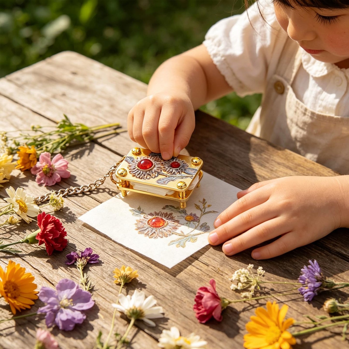 JDOQOKJ Handcrafted Metal Mini Flower Press, Miniature Flower Press Kit, Gold-Plated Miniature Design, Decorative Floral Patterns (Sunflower)