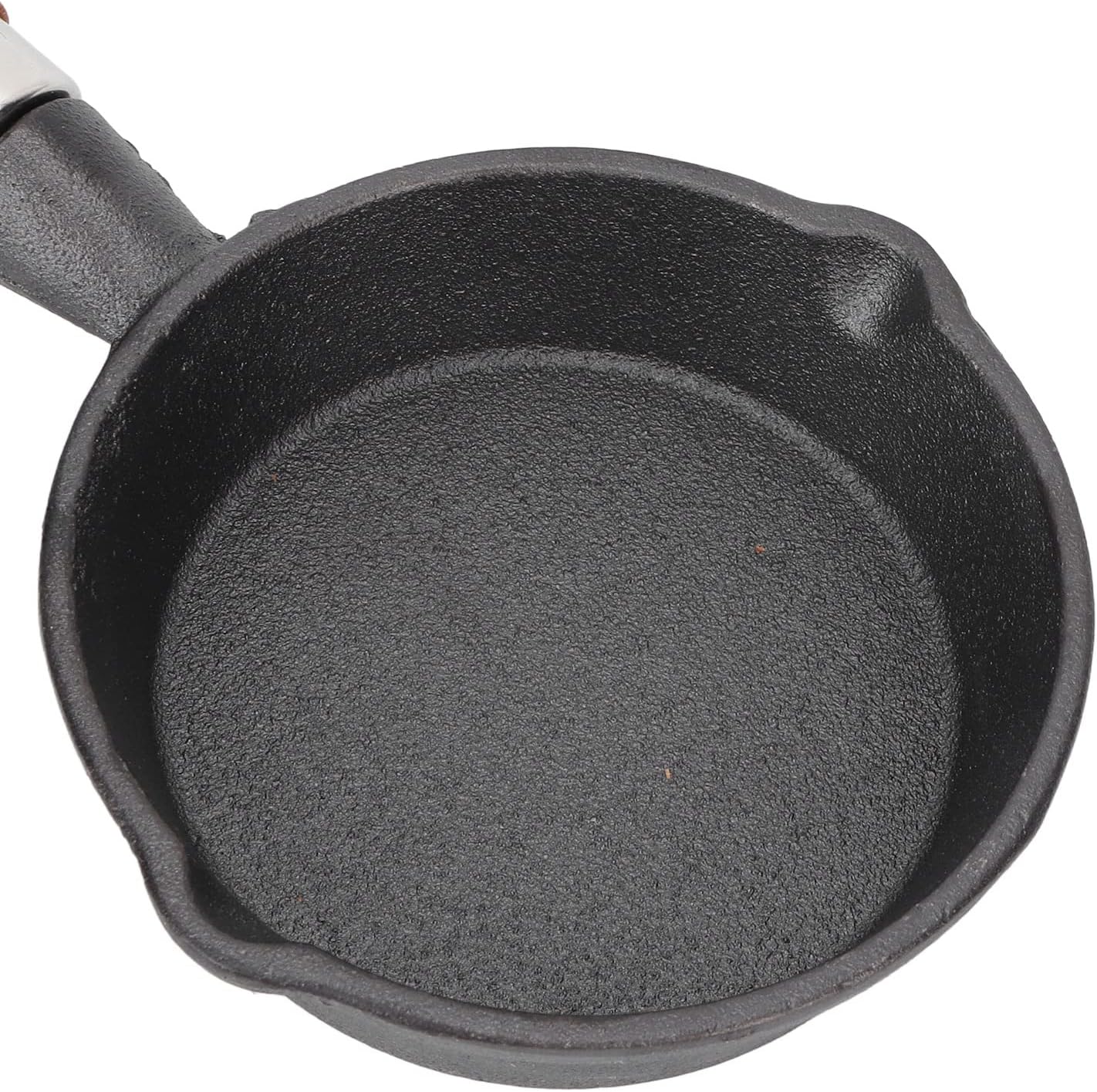 Mini Egg Frying Pan, 3.9in Single Serve Cast Iron Omelet Pan with Wooden Handle for Gas, Electric, Induction