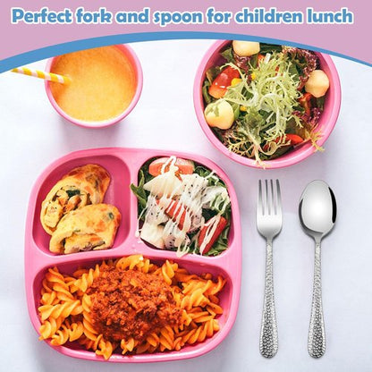 E-far Toddler Forks and Spoons Set - 10-Piece Stainless Steel Utensils for Safe Self-Feeding | Non-Toxic & Dishwasher Safe