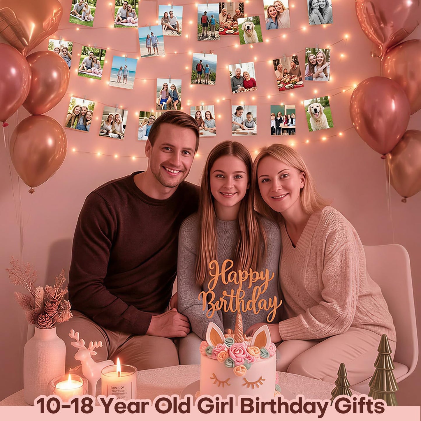 BRYUBR 40Ft 120LED 50 8 Teen Girl Gifts Trendy Stuff: Aesthetic Hanging Picture Fairy Lights with Clips - Modes
