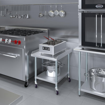 AmGood Stainless Steel Equipment Stand with Undershelf + Casters, Heavy Duty, Commercial Grade, NSF Certified (30" Width x 24" Length + Casters)
