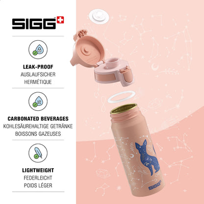 SIGG - Aluminium Kids Water Bottle - WMB ONE My Universe - Suitable For Carbonated Beverages - Leakproof - Lightweight - BPA Free - Climate Neutral Certified - Light Pink - 20 Oz
